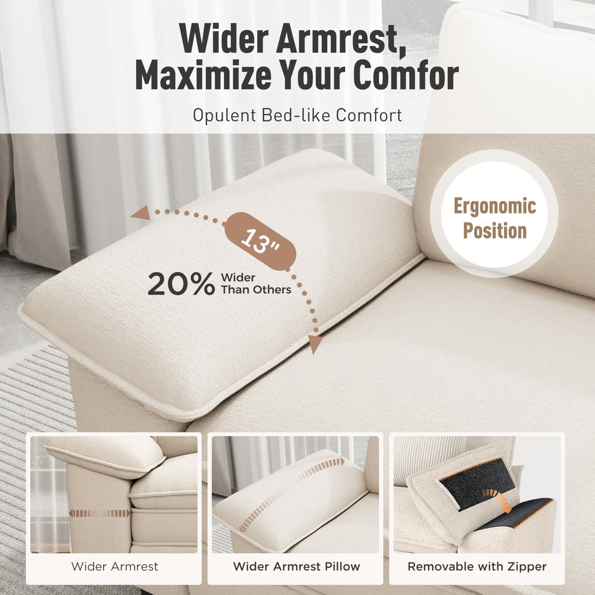 Deep Seat Sofa Chair With Throw Pillow